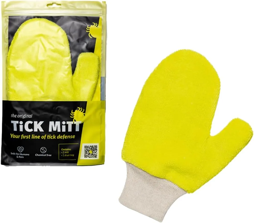 Yellow Tick Defense Glove - Durable, Comfortable, and Easy-to-Use Protective Tool for Humans and Pets to Safely Handle Ticks