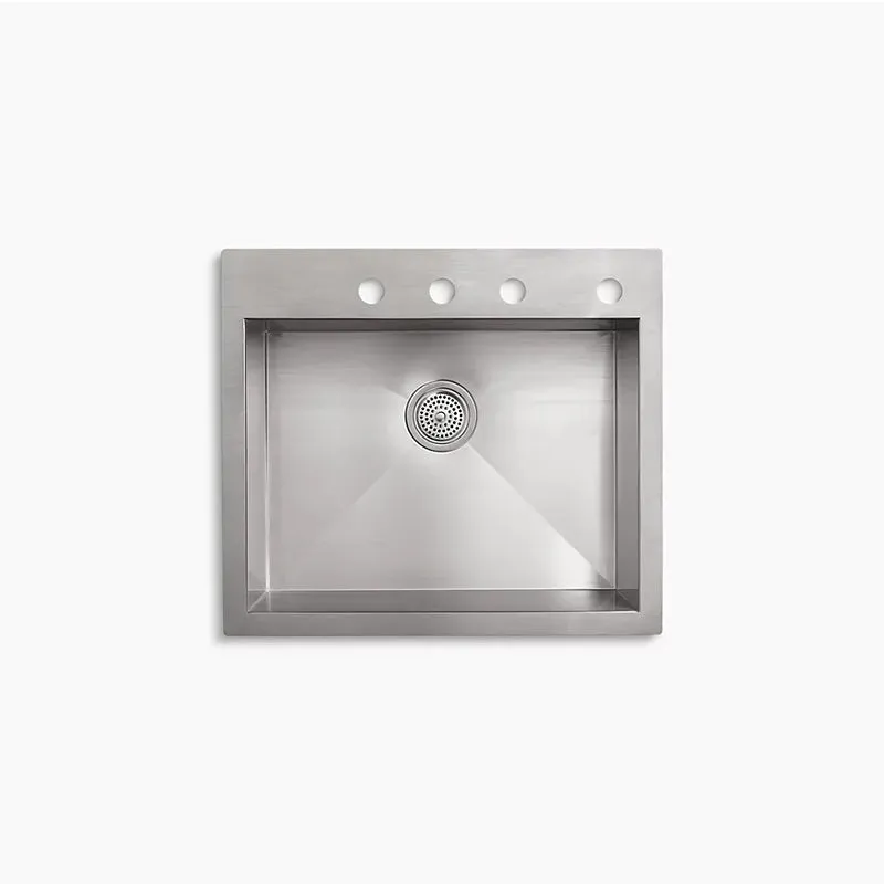 Vault 22" x 25" x 9.31" Stainless Steel Single-Basin Undermount Kitchen Sink - 4 Faucet Holes