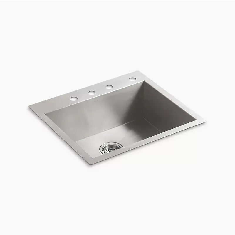 Vault 22" x 25" x 9.31" Stainless Steel Single-Basin Undermount Kitchen Sink - 4 Faucet Holes