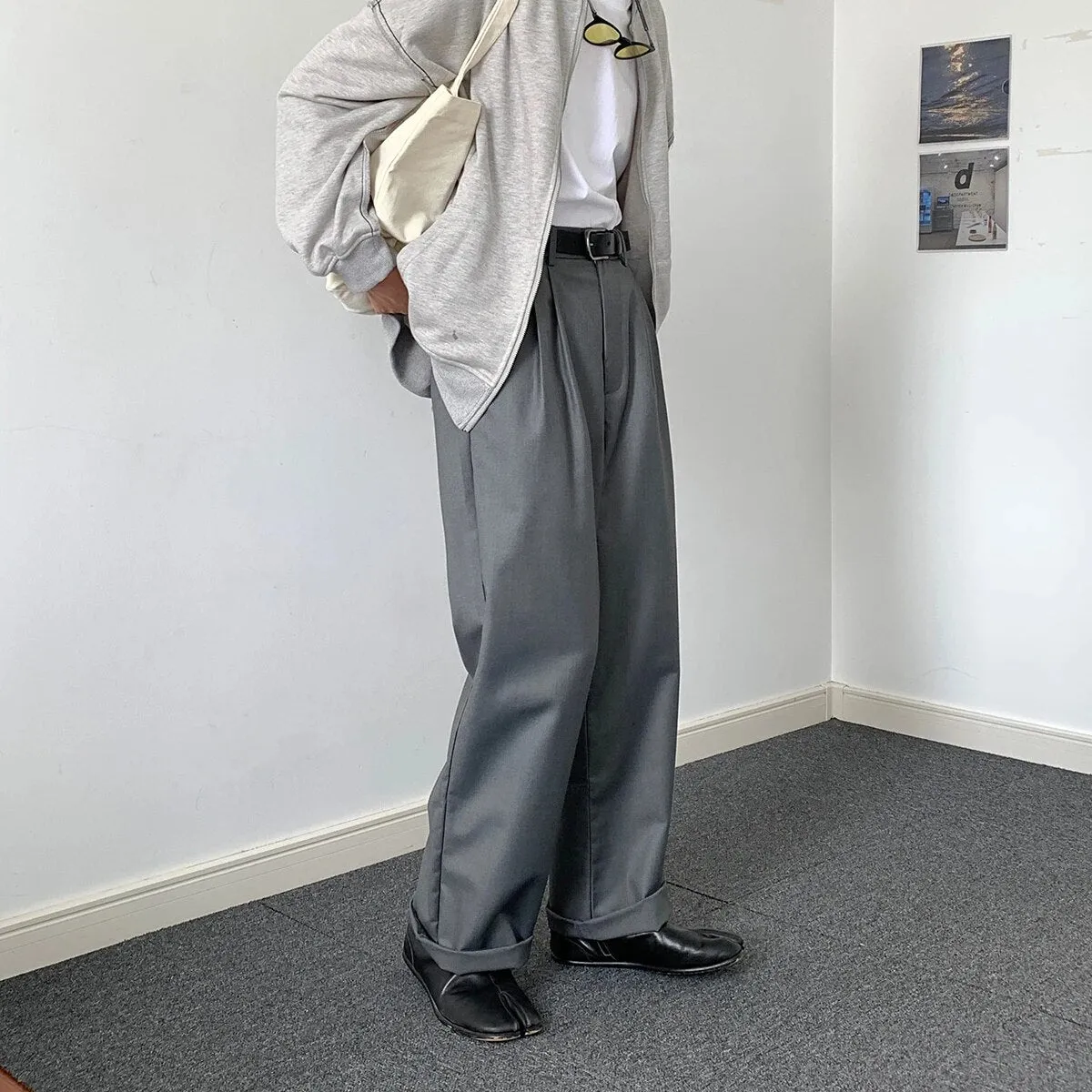 Wiaofellas Autumn Versatile Casual Pants Retro Suit Men's Clothing