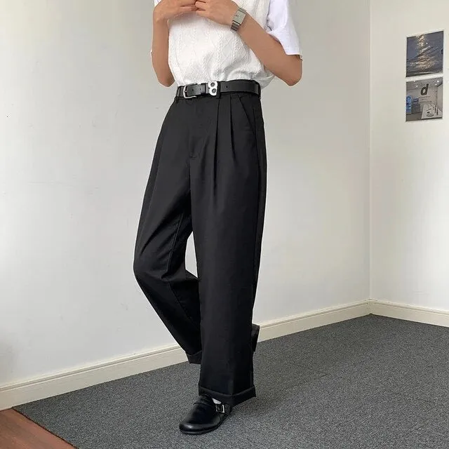 Wiaofellas Autumn Versatile Casual Pants Retro Suit Men's Clothing