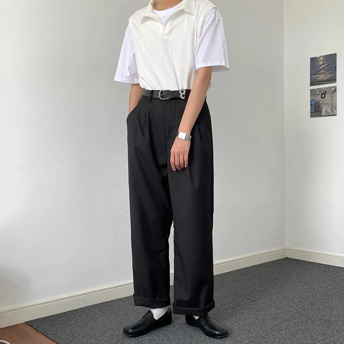 Wiaofellas Autumn Versatile Casual Pants Retro Suit Men's Clothing